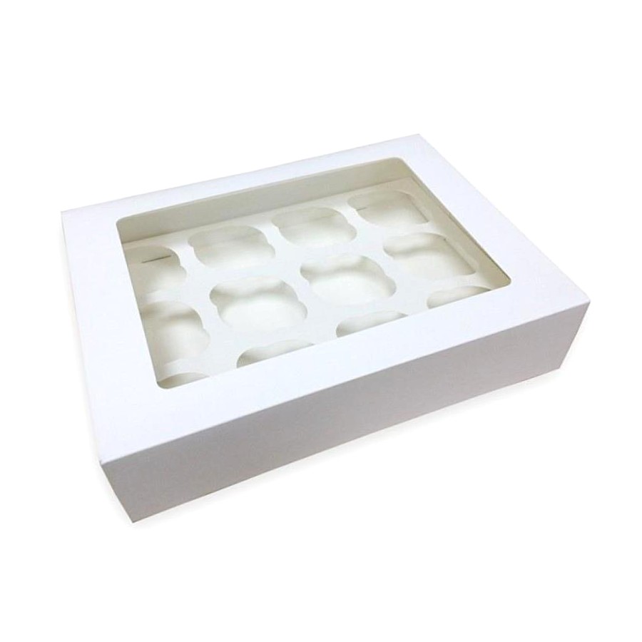 Generic white window cupcake box reference with twelve spaces